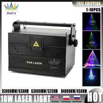 0 Imposto de 10W RGB Full Color Laser Projetor de Luz da Fase do Laser da Animação de Luz ILDA Club Discoteca DJ Bar DMX Dança de Natal