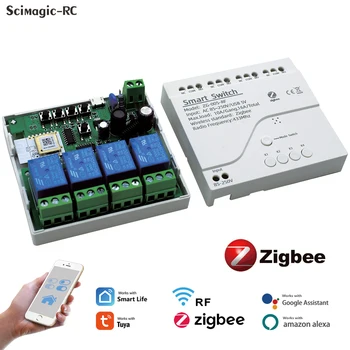 1/2/4CH Tuya Zigbee Smart Interruptor de Luz do Módulo 85-250V Relé de Casa Inteligente APP de Controle Remoto Funciona Com o Gateway Alexa Google