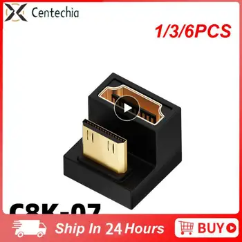 1/3/6PCS compatível com HDMI Adaptador de 90 270 Graus Ângulo Direito Macho e Fêmea Conversor de 8K Conector Mini / Micro HDMI compatível
