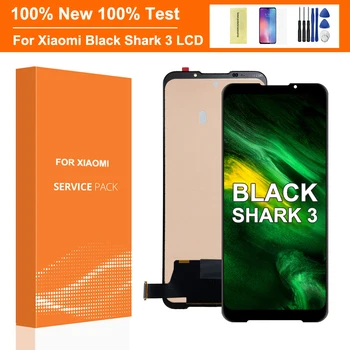 100% Tesed Para Xiaomi Tubarão Preto 3 KLE-H0, KLE-A0 Tela LCD Touch screen Digitalizador Assembly Para Substituir Xiaomi BlackShark 3