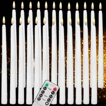 12/18Pack Remoto Flameless LED círios Luz Bruxuleante Realista Plástico 11 cm de comprimento Castiçal para o Halloween Natal