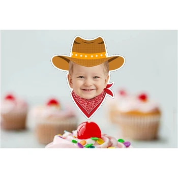 12pcs COWBOY Cupcake Topper, Impressão CupcakeTopper, Personalizados Cupcake topper, Engraçado Cupcake Topper