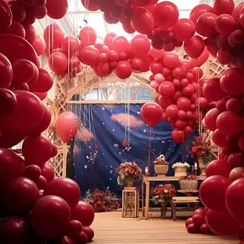 153pcs Conjunto de 18 Polegadas de Romã Vermelho 1pc de Látex Para a Festa de Aniversário de Aniversário, Balões de Látex Balão de Aniversário Balões
