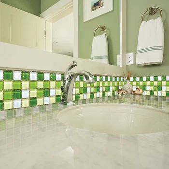 18PCS Simulação Mosaico de Telha de PVC Adesivos de Parede Para Cozinha, Banheiro Impermeável TV da Sala de estar de plano de Fundo da Decoração de Vinilo Pared