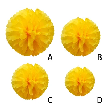 1pcs Conjunto de 7 8polegada Amarelo Flor de Papel Bolas de Papel Para a Festa de Aniversário de Flores de Papel Decorações Pom Pom bolinhas de Papel Pom
