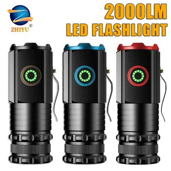 2000LM Poderoso Mini EDC Lanterna LED USB C Recarregável Lanterna Tática com campo Magnético Forte Lanterna de Campismo Bateria 18350