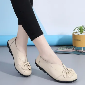 2022 Genuíno Sapatos de Couro Mulheres Borboleta-nó Sapatos Mulheres Ballet Flats Outono Inverno Casual Sapatos Mulher Mocassins