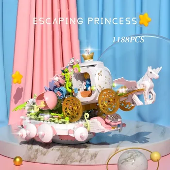 2023 Elegante e Criativa de Conto de Fadas a Princesa a Escapar Carruagem de Abóbora Modelo de Construção de Blocos de Brinquedo das Crianças Presentes