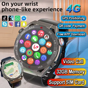2023 Original Rede 4G Smartwatch 2G 32GB HD Câmera de Chamada de Vídeo Smart Watch Cartão SIM de Posição de GPS Gratuito de Download de aplicativos de Smart Watch
