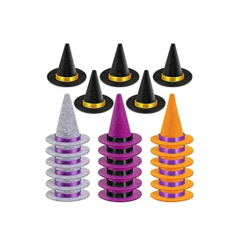 23 PCS Mini-Chapéus de Bruxa de Halloween de Feltro de Cor 4 Bruxa Chapéus de Feltro Chapéus de Bruxa de Halloween Garrafa de Vinho da Decoração do Partido