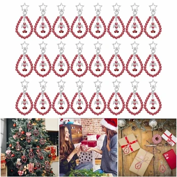 24pcs Estrela de Natal Frisado Pingente Decorativo Charme Ornamento Artesanato Suprimentos para a Home do Festival de Férias de Ano Novo Decoração