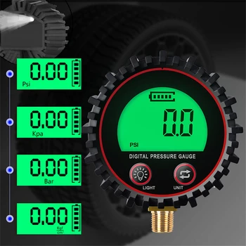 255PSI Digital de Gás de Manómetro de Pressão de Precisão 1% com M11 1/4 1/8NPT rosca de Parafuso Conector de Borracha Protetor Para Carro Caminhão