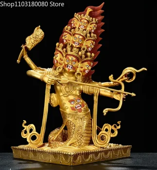 28cm Requintado de Cobre dourado, Rahula estátua de buda do Tibete o budismo Dharma escultura Templo de decoração de casa
