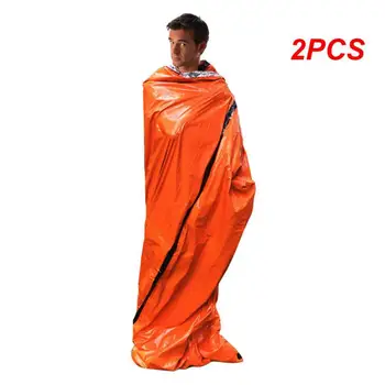 2PCS de Emergência Exterior Sobrevivência Saco de Dormir, Cobertor Térmico de Mylar Impermeável Reusável de Saco Portátil Camping Caminhadas de Emergência