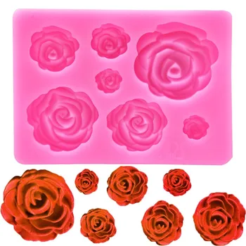 3D Fondant Flor de Rosa Molde de Silicone Chocolate Resina Epóxi Moldes Festa de Cozimento de Casamento Bolo de Pôster Decorativas Ferramentas