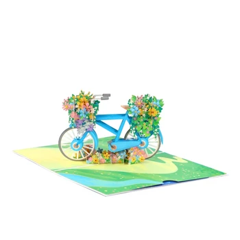 3D para o Pop-Up de Bicicleta Flor Cartão de dia dos Namorados Cartões de Criança Saudação Festa de Aniversário Gif