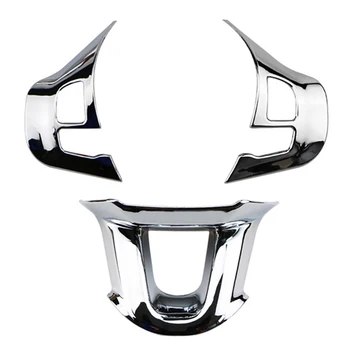 3Pcs/Set Carro Volante Decoração de Capa de Guarnição Adesivo de Ajuste para o Peugeot 2008 208 308 2014-2018 Brilhante Prata