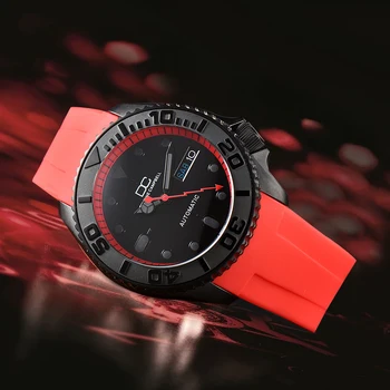 42mm Dupla Calendário SKX007 Safira Caso Mecânica Pode logotipo Personalizado Automático Vermelho dos Homens relógios de luxo NH36 Movimento Impermeável