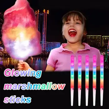 5/10PCS Brilho Colorido Varas de Algodão Doce Cones de Luz LED Marshmallows Suppl Brilhante Festa Adereços Varas de Tubos de Festa Reu G2X9