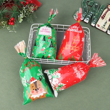 50pcs 2024 Série do Natal Sacos dos Doces Santa Elk Saco de Presente de Natal, Decorações de Natal Sacos de Presente de Natal Cookies Sacos para Embalagem de