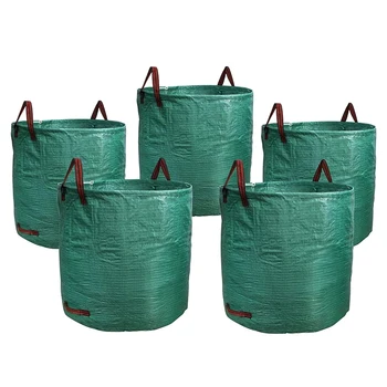 5Pack 72 Litros de Resíduos de Jardim Saco Com Alças,Gramado Piscina Pesado Saco de Lixo Para o Carregamento de Folhas,Resíduos de jardim(H30in X D26in) Durável