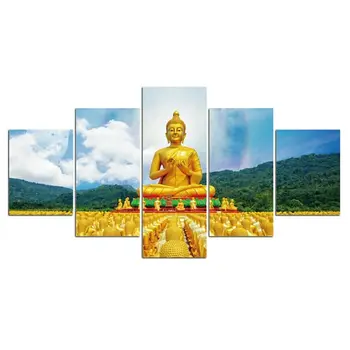 5Pcs Religião Templo de Buda de Fotos Poster HD de Impressão Não Enquadrado Painel 5 5 Peças Pinturas de Decoração de Casa de Decoração de Quarto de Lona de Arte