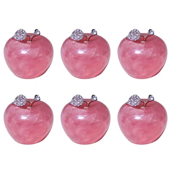 6Pcs Natural Quartzo Rosa cor-de-Rosa Apple Para Algumas Decorações de Casa, Decoração de Sala de Estudo Decoração DIY Presente