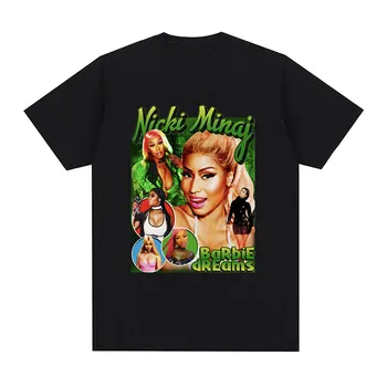 A Rapper Nicki Minaj Gráfico T-Shirt dos Homens de Moda Hip Hop Vintage de Manga Curta T-shirt de Algodão Casual Oversized T-shirts Streetwear