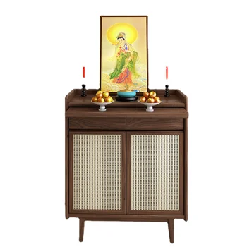 AA Madeira maciça Altar de Oração Tabela de Sala de Buda Santuário de Estilo Chinês Novo Buda Gabinete Buda Tabela Moderno e Minimalista