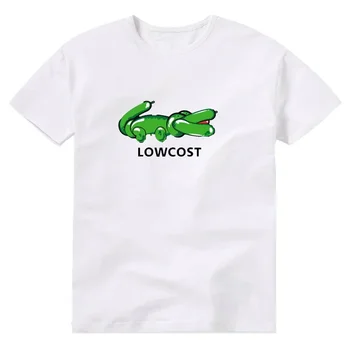 Algodão T-shirts Homens de Roupa de baixo custo Balão de Crocodilo Impresso Topo Moda de Rua Roupas Masculinas Camiseta Solta Novidade
