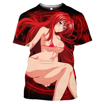 Anime High School DXD Gráfico T-Shirt Homens Mulheres Verão Casual T-shirt Harajuku Fashion Manga Curta Y2k Hentai Roupas Tee Tops