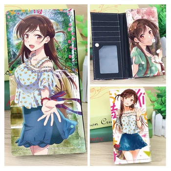 Anime Rent-A-Namorada Mizuhara Chizuru Longo do Couro do PLUTÔNIO da Carteira de Ichinose Chizuru Cartoon Multi-Titular do cartão Bolsa
