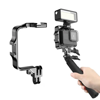 Armação de Metal Ação Tripé de Câmera para câmera GoPro 12 11 10 9 8 Luz do Flash Microfone Suporte de w Frio Sapato Adaptador para Sjcam Yi JI