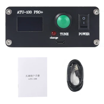 ATU-100 Pro+ 1.8-55Mhz Automática Sintonizador de Antena Multi-Function Conveniente 0.96 Polegadas Terminado Recarregável ABS Preto Com Case