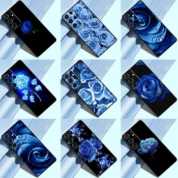 Azul Rosa Flor Case Para Samsung Galaxy S21 S22 Ultra S8 S9 S10 Plus Nota 10 Nota 20 Ultra S20 FE Tampa