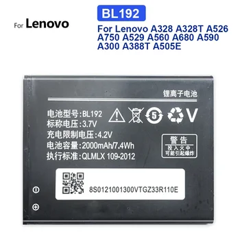 Bateria de Número de Rastreamento para a Lenovo, 3,7 V, 2000mAh, BL192, BL 192, A328, A328T, A526, A750, A529, A560, A680, A590, A300, A388T