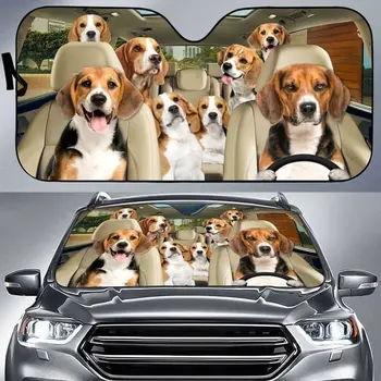 Beagle Família Auto Sombra De Sol Pára-Brisa Do Carro Da Janela Da Tampa Do Pára-Sol, Beagle Membros Da Família De Condução, A Mão Esquerda De Auto Sombra De Sol, Beagl