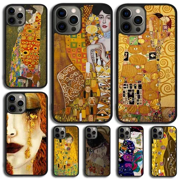 Beijo por Gustav Klimt Caso de Telefone Para o iPhone 15 14 13 12 11 Mini Pro Max SE DE 2020 6 7 8 Plus X XS Max XR Shell Capa coque