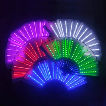 Brilho Dobrar o Ventilador com LED de Dança de Luz Fã de Dança de Luz de Noite de Halloween Natal Rave Festival de Acessórios para festas