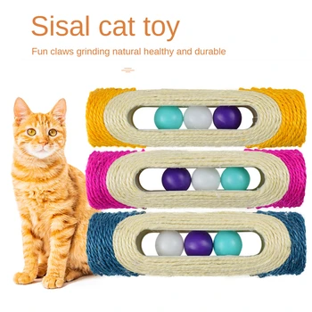 Brinquedos do gato Scratcher Rolando Túnel de Sisal Bola Presa com 3 Bola de Brinquedos para o Gato de Treinamento Interativo Coçar Brinquedos Brinquedo de Gato