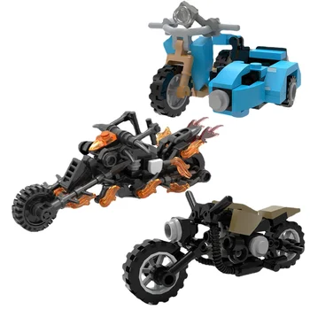 BuildMoc Fantasma-Pilotos de Moto Conjunto de blocos de Construção de Magia Sidecars Espírito de Moto Tijolo Modelo de Brinquedos de DIY Crianças Assmble Brinquedos de Presente