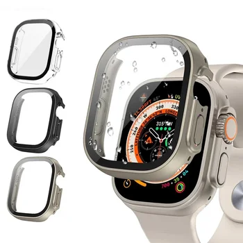 Caixa estanque para Apple Relógio Ultra Protetor da Tela o Caso de 49mm Straight Edge Tampa do iWatch da série 8 SE 7 4 45 41 44 mm 40 mm
