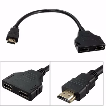 Conversão de HD da linha 1 do sexo Masculino A Dupla de 2 Vias Fêmea HDMI Compatível com 1080P Cabo Divisor para PC TV Xbox PS3 PS4 Projetor Monitor