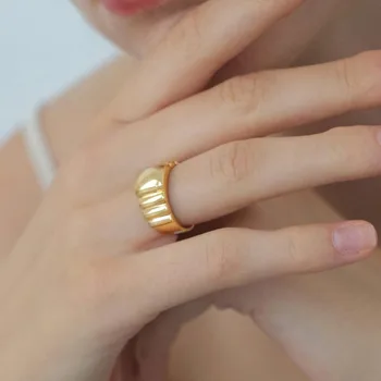 Cor de ouro Cor de Prata Geométricas Dedo de Aço Inoxidável Simples Roung Anéis para as Mulheres de Excelente Qualidade Moda de Novo em coreano