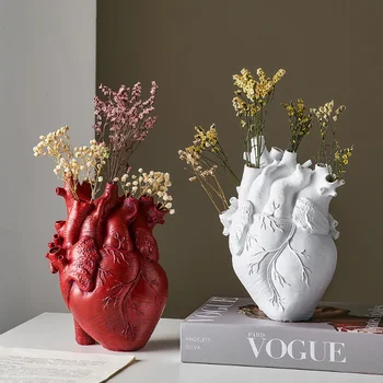 Coração Vaso Seco Pote de Arte Vaso Estátua Humana Vaso Contêiner Simulado Anatomia do Coração Vaso Decorativo Presente Vaso de Presente do Dia dos Namorados