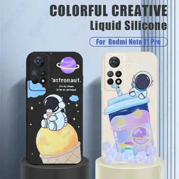 Criativo Astronauta Cartoon Soft Case para Xiaomi Redmi Nota 11 Pro 10 9 8 9T Poco X3 M4 Mi 10T Pro 11 Lite 5G NE Casos, à prova de Choque