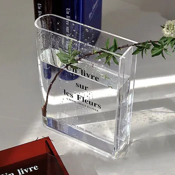 CuteLife Klein Blue Book Acrílico Transparente Vaso De Decoração De Mesa De Casa O Vaso De Flores De Casamento Hidropônico Sala De Vaso De Planta