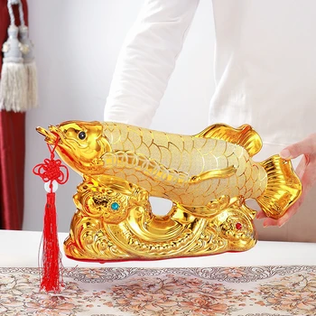 Decoração de casa de acessórios Zhaocai Dragão de Ouro de Peixes Ornamento Presente para a inauguração da loja da mascote do Artesanato de Resina área de trabalho do Office ornamentos