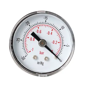 Dial Tipo de Vácuo, Medidor de Pressão de Volta Montagem Conexão 1/8 BSPT Manómetro de Vácuo 0 30 0 & 1 Bar Utilizada para fins Industriais