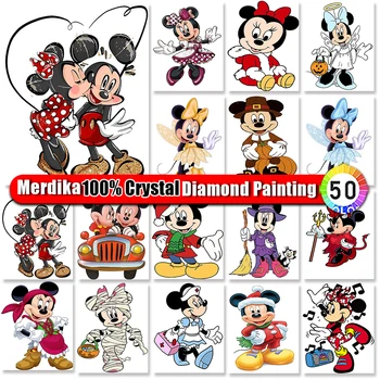 Disney 100% do Cristal de Diamante Pintura Rato de Minnie do Mickey Redondo Quadrado Bordado de Diamante Imagens de Strass Arte musiva Presente